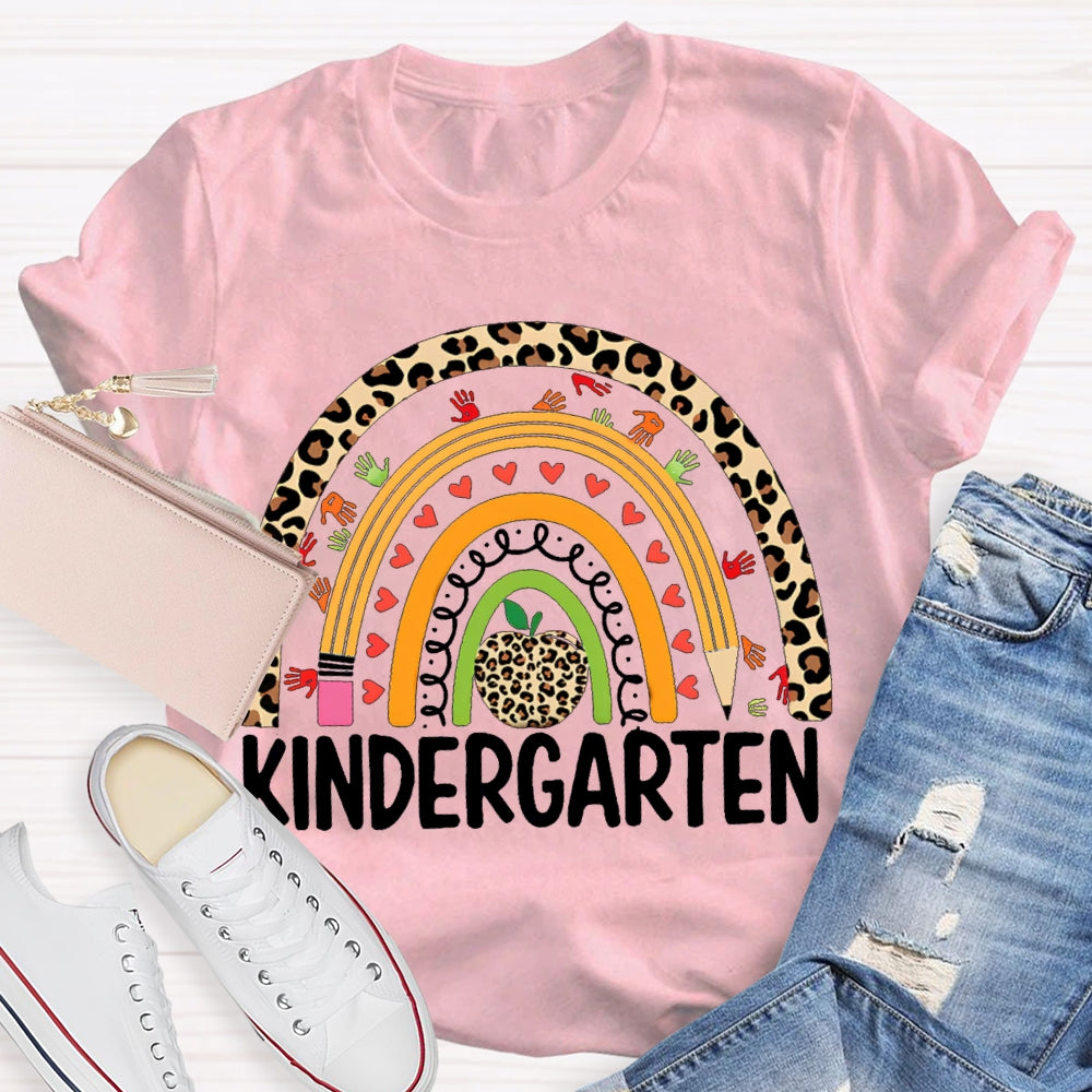 Personalized Design Teachers Grade Leopard Rainbow T-Shirt