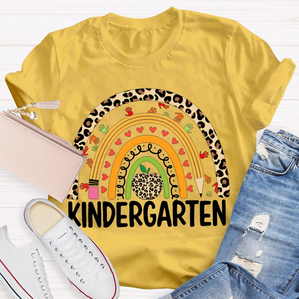 Personalized Design Teachers Grade Leopard Rainbow T-Shirt