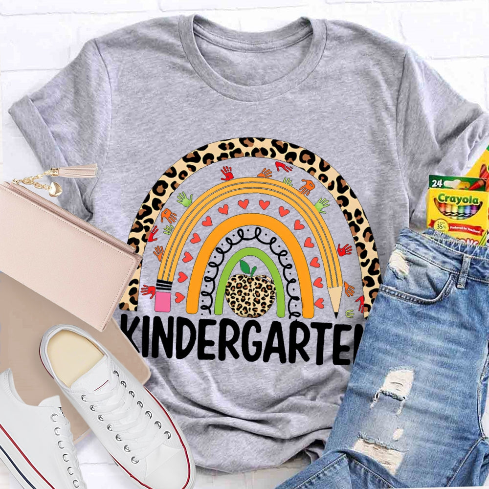 Personalized Design Teachers Grade Leopard Rainbow T-Shirt