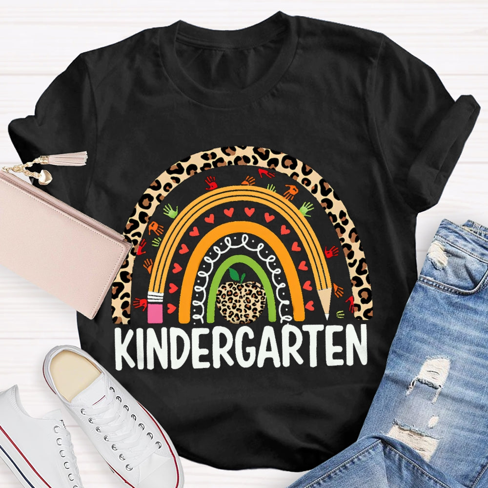 Personalized Design Teachers Grade Leopard Rainbow T-Shirt