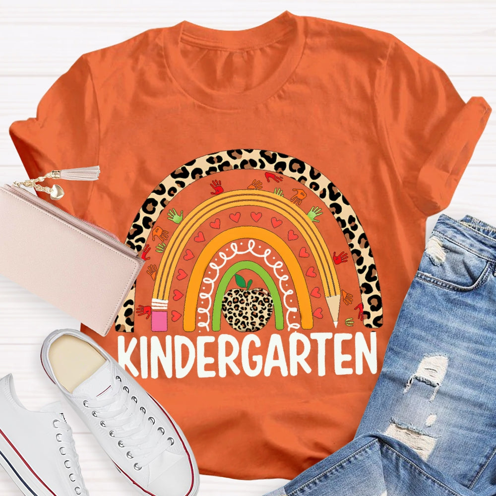 Personalized Design Teachers Grade Leopard Rainbow T-Shirt