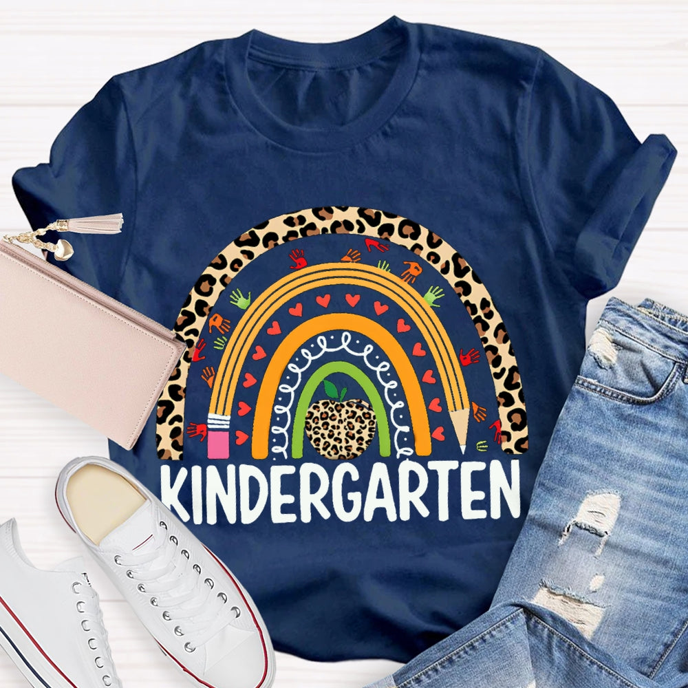 Personalized Design Teachers Grade Leopard Rainbow T-Shirt