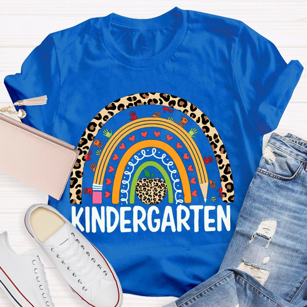 Personalized Design Teachers Grade Leopard Rainbow T-Shirt