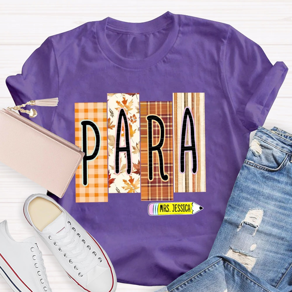 Personalized Name Para Autumn Maple Leaves T-shirt