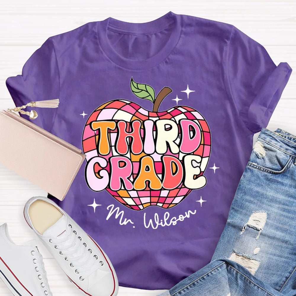 Personalized Name And Grade 3rd Grade Cute Apple T-shirt