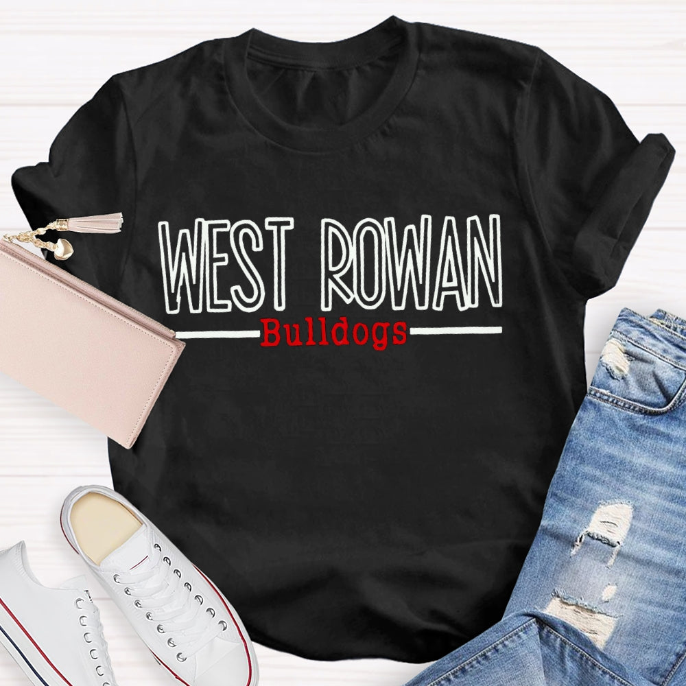 Personalized Mascot And School Name West Rowan Bulldogs White Red Font T-Shirt