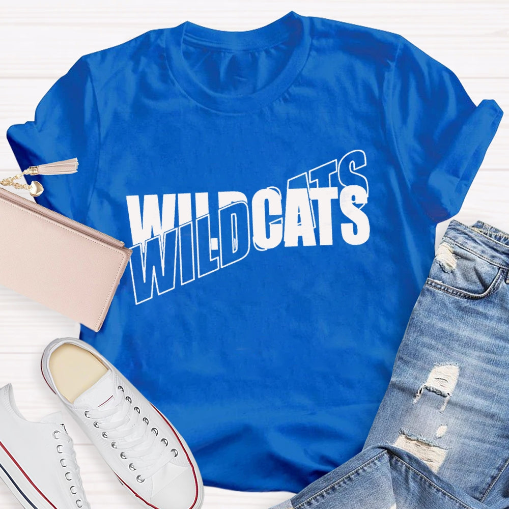 Personalized Mascot Wild Cats Black And White Font T-shirt