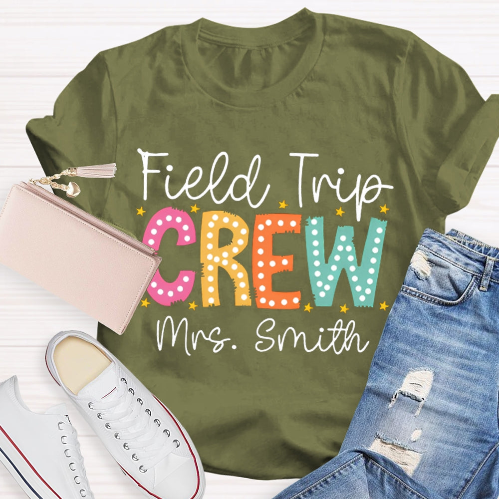 Personalized Name Field Trip Crew Colorful Polka Dot Font T-shirt