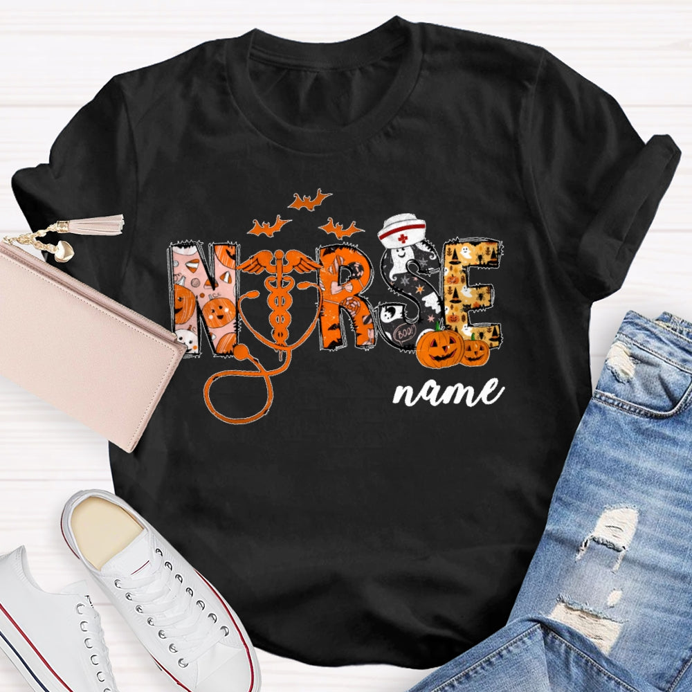 Personalized Name Nurse Halloween T-shirt