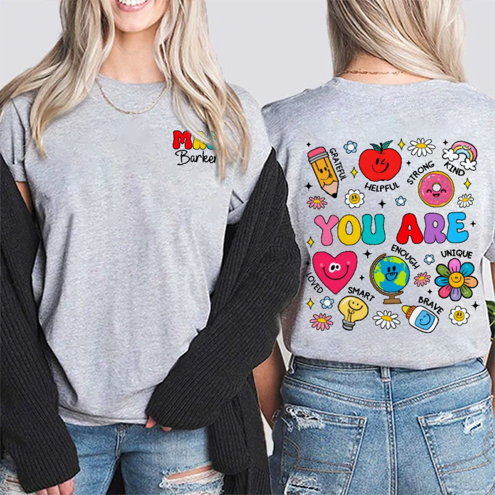 Personalized Name You Are Kind Brave Smart Helpful Grateful Enough Funny Double Printed T-shirt