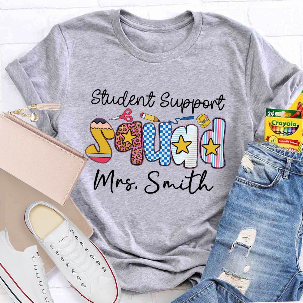Personalized Name Student Support Squad School Counselor Student Services T-shirt
