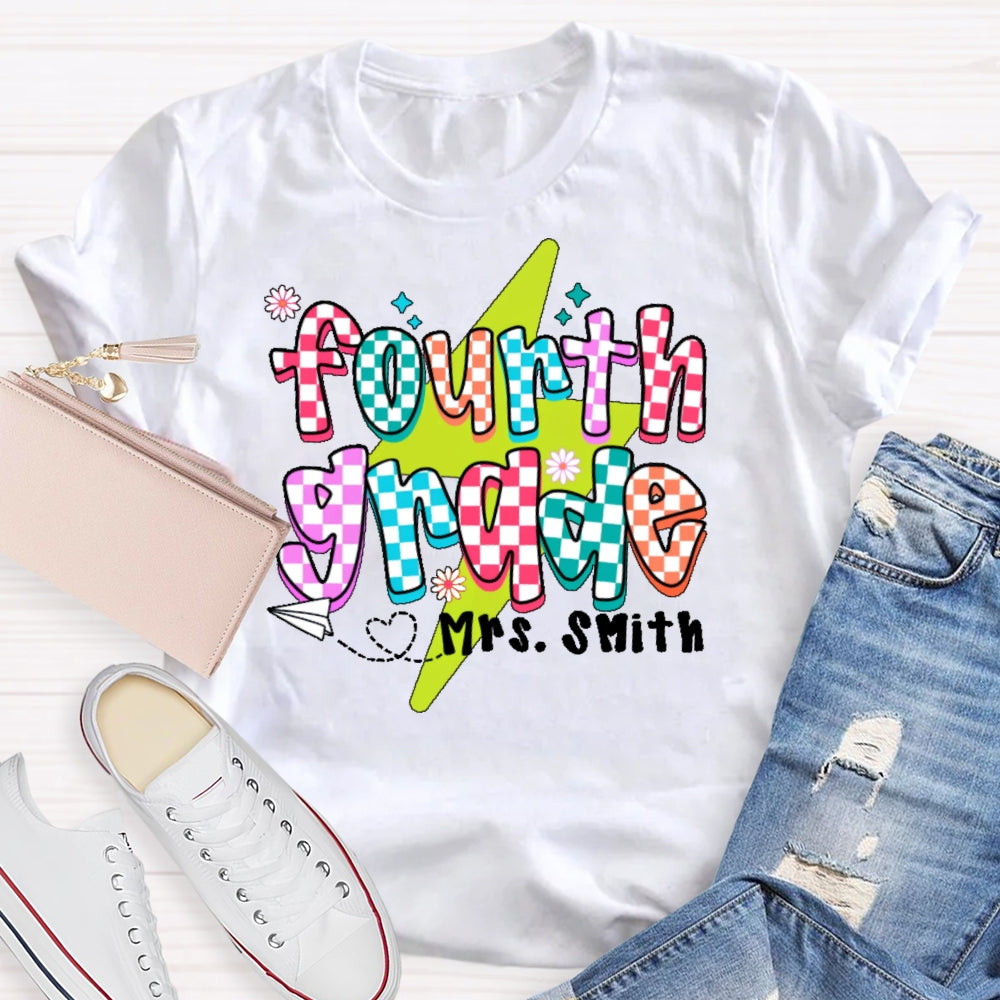 Personalized Name And Grade Fourth Grade  Boy Girl Back To Schoo T-shirt