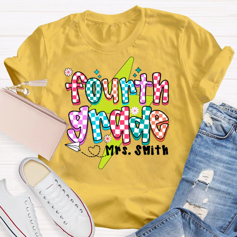 Personalized Name And Grade Fourth Grade  Boy Girl Back To Schoo T-shirt