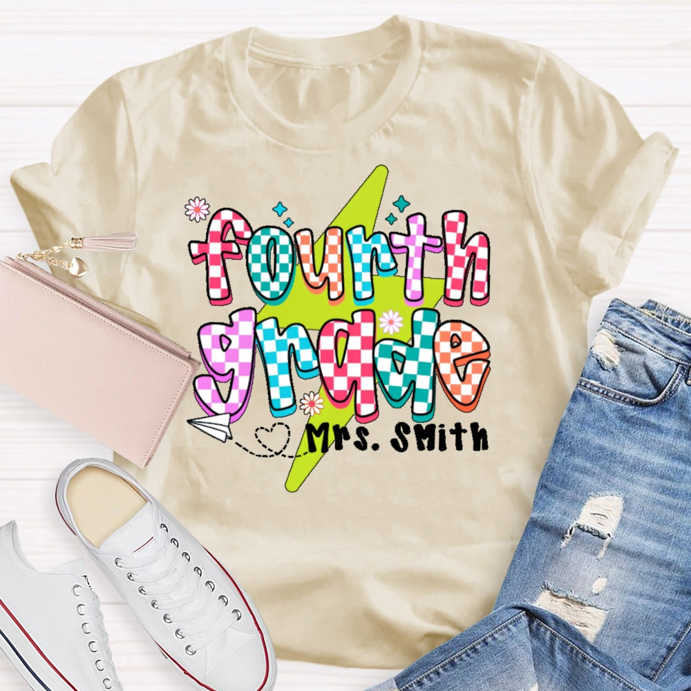 Personalized Name And Grade Fourth Grade  Boy Girl Back To Schoo T-shirt