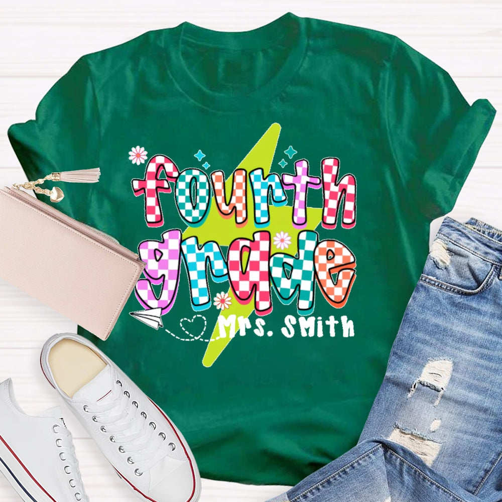 Personalized Name And Grade Fourth Grade  Boy Girl Back To Schoo T-shirt