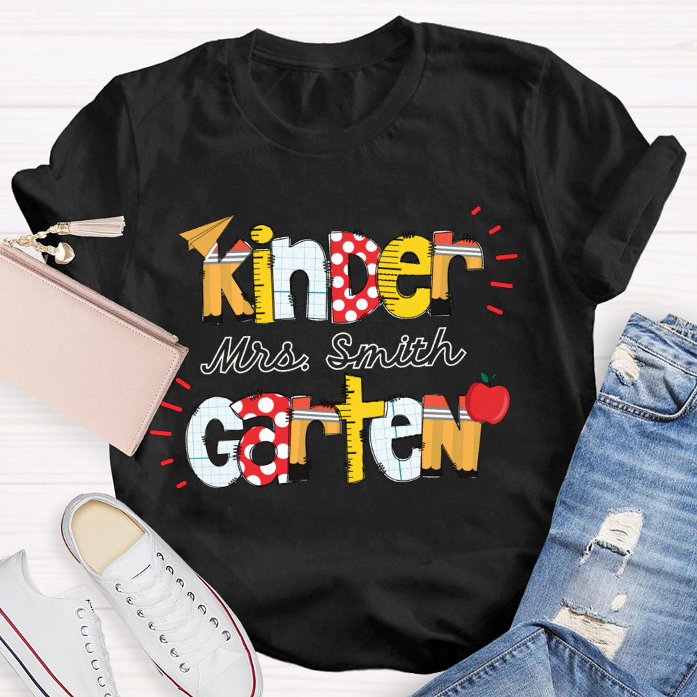 Personalized Name And Name Kindergarten Colorful Fonts T-shirt