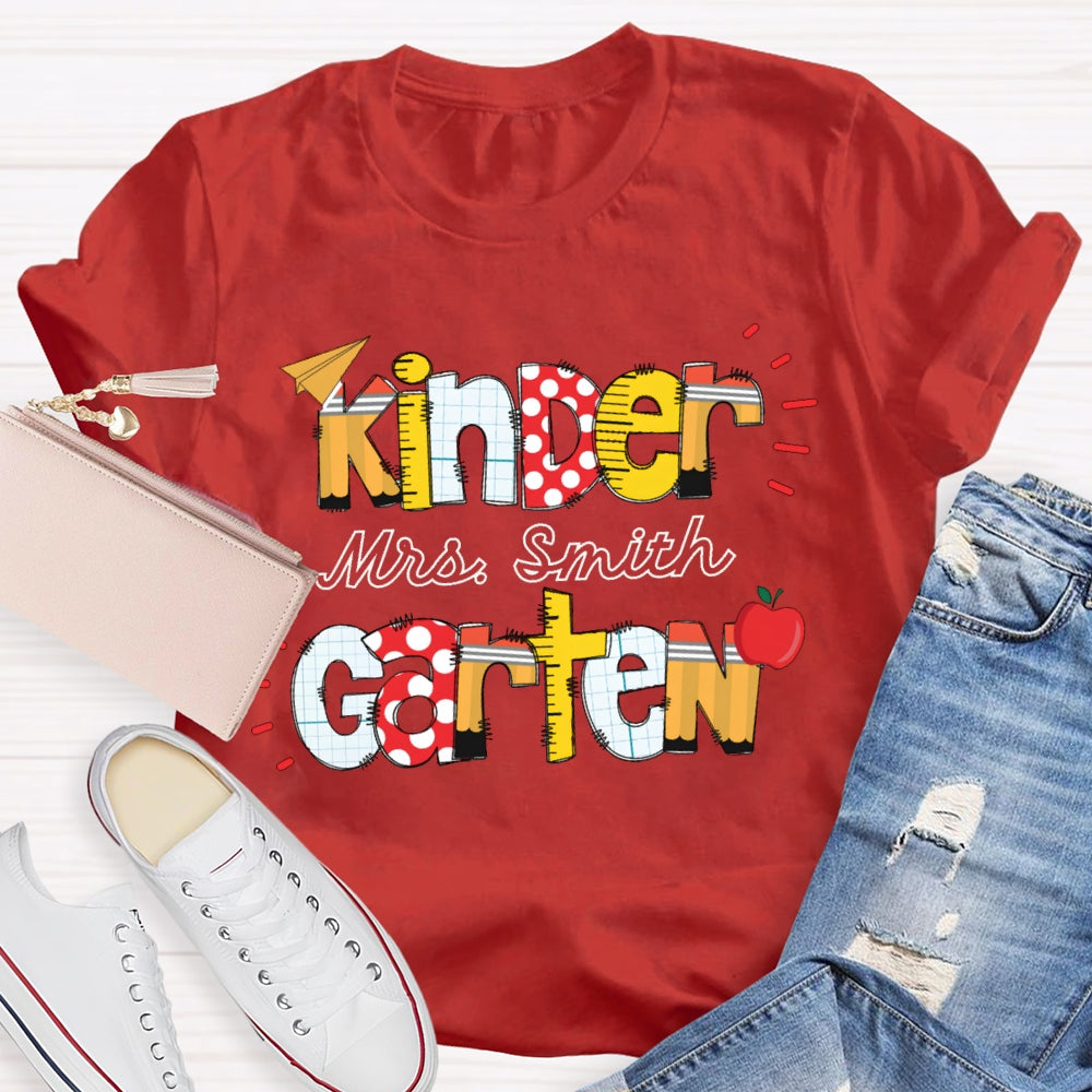 Personalized Name And Name Kindergarten Colorful Fonts T-shirt