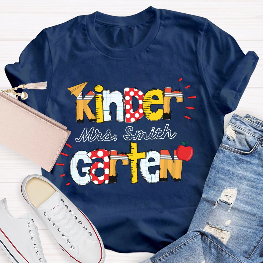 Personalized Name And Name Kindergarten Colorful Fonts T-shirt