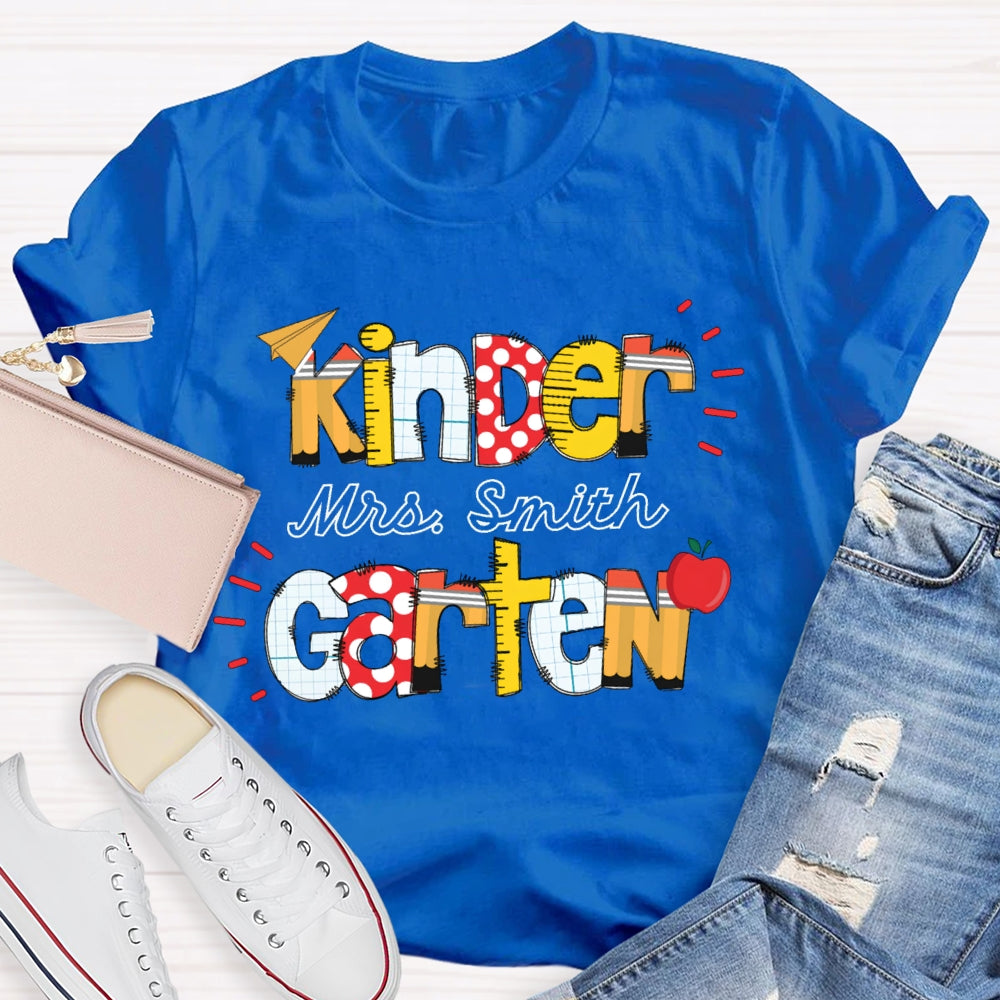 Personalized Name And Name Kindergarten Colorful Fonts T-shirt
