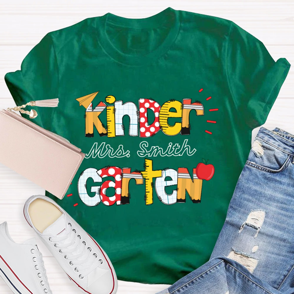 Personalized Name And Name Kindergarten Colorful Fonts T-shirt