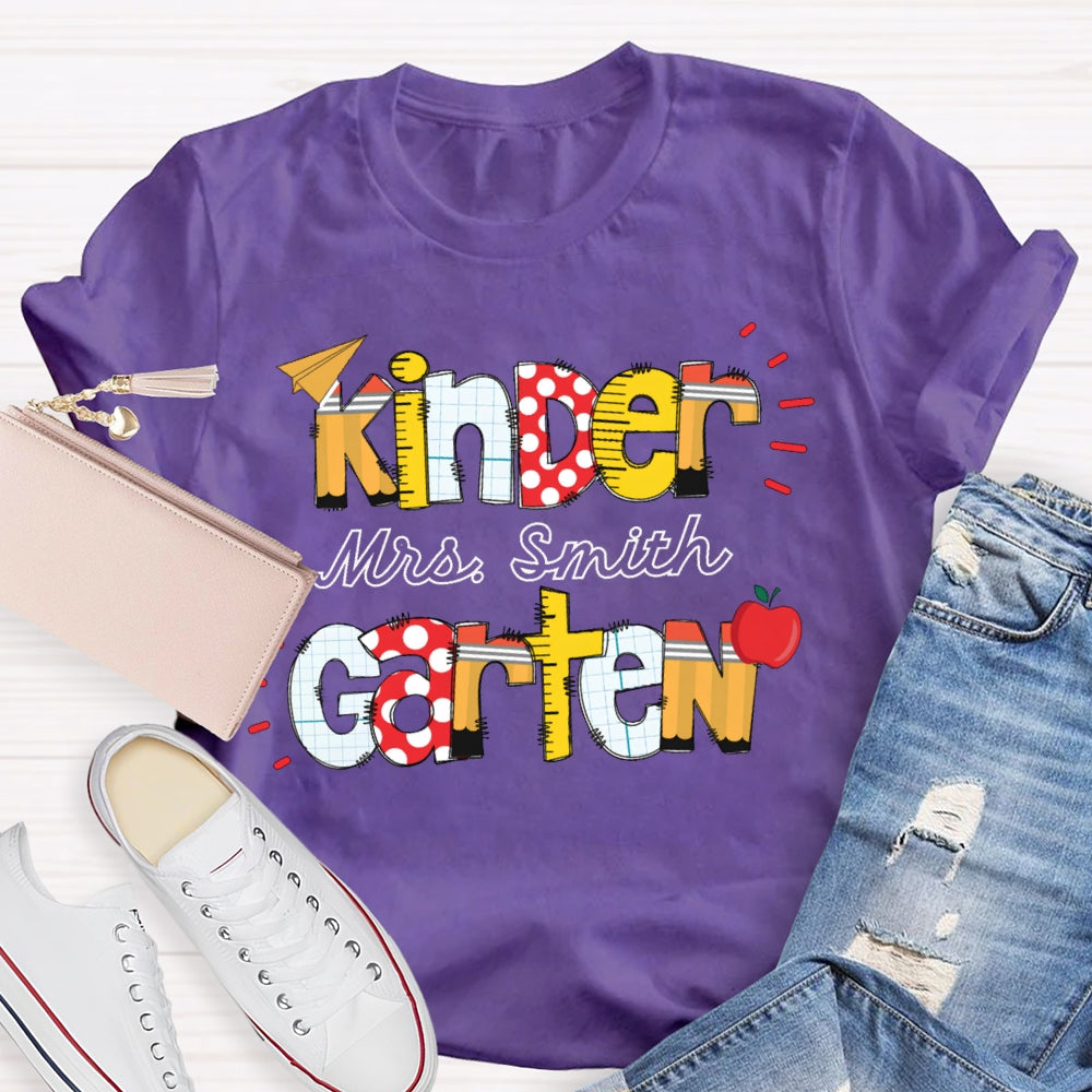 Personalized Name And Name Kindergarten Colorful Fonts T-shirt