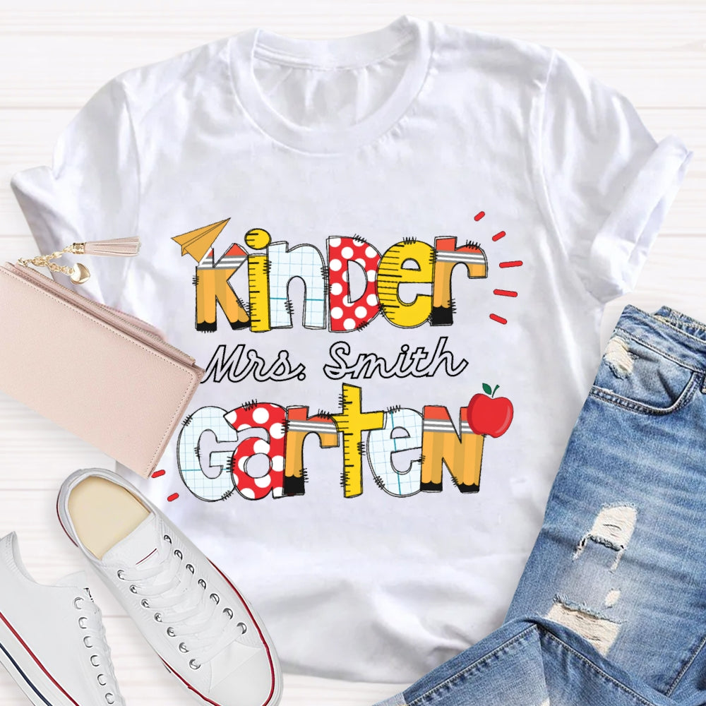 Personalized Name And Name Kindergarten Colorful Fonts T-shirt