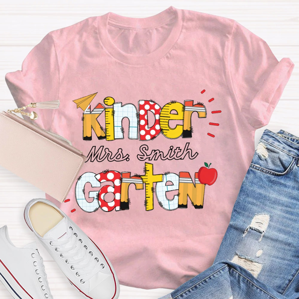 Personalized Name And Name Kindergarten Colorful Fonts T-shirt