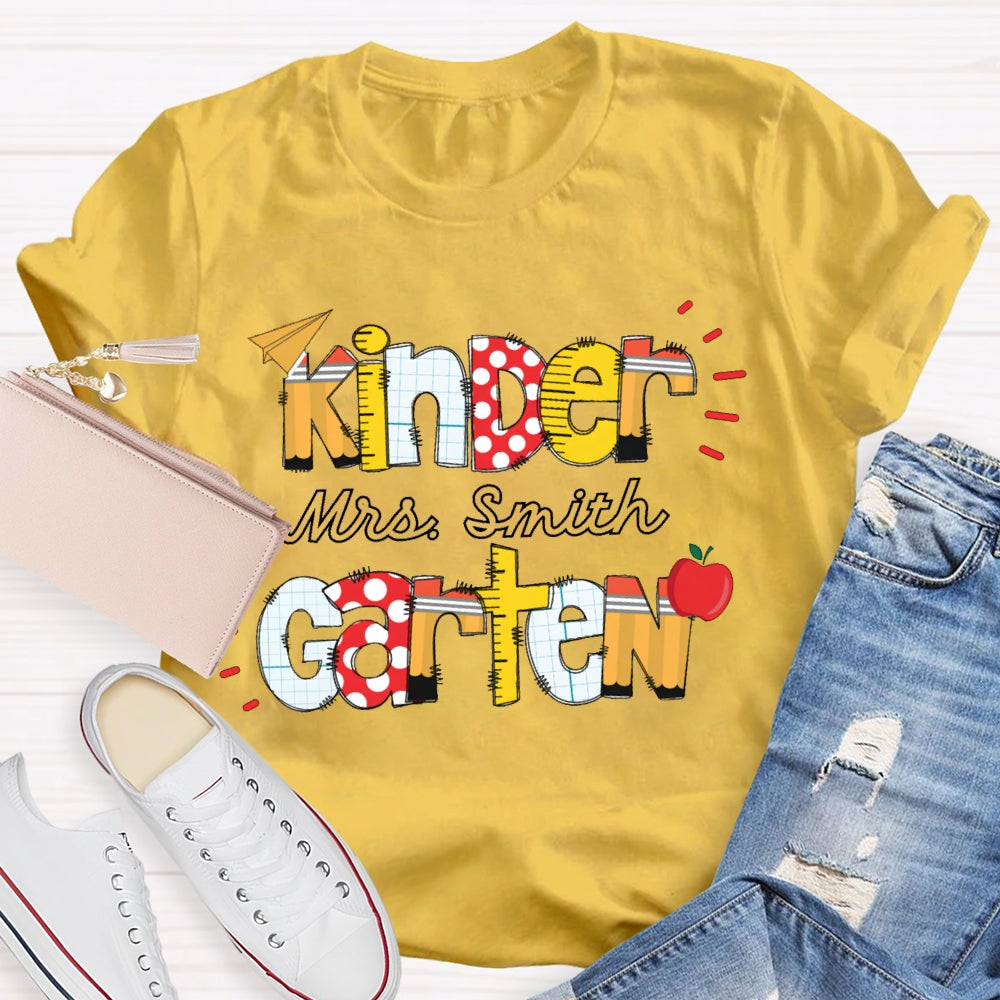 Personalized Name And Name Kindergarten Colorful Fonts T-shirt