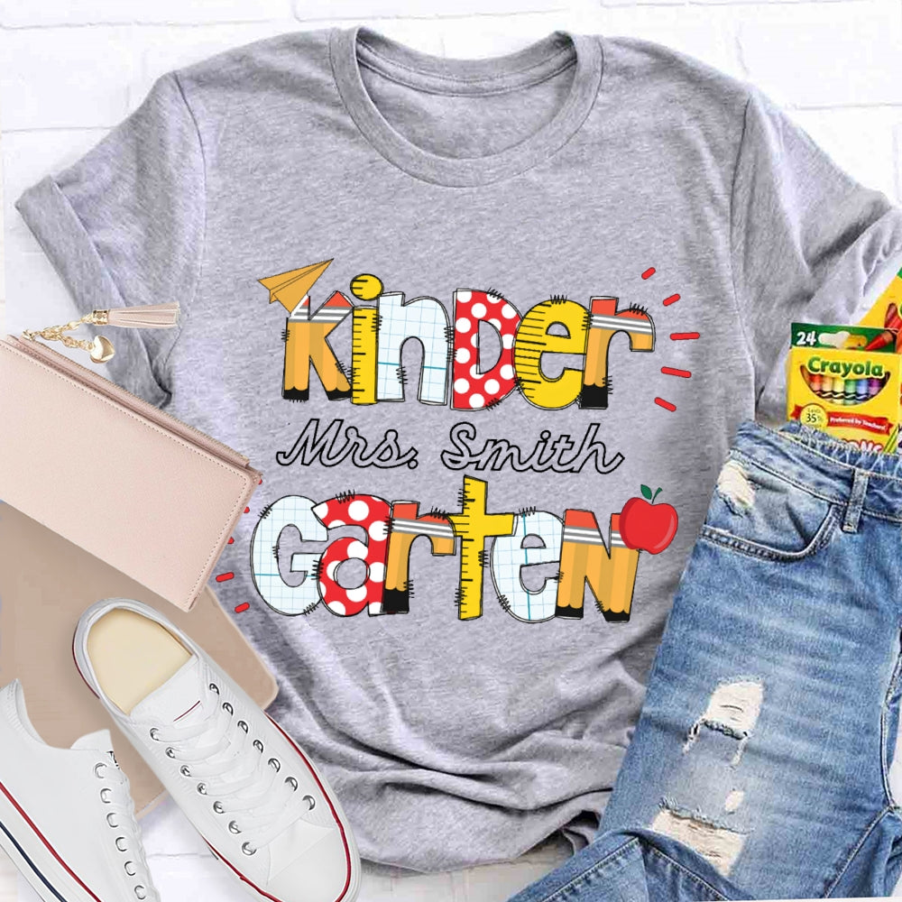 Personalized Name And Name Kindergarten Colorful Fonts T-shirt