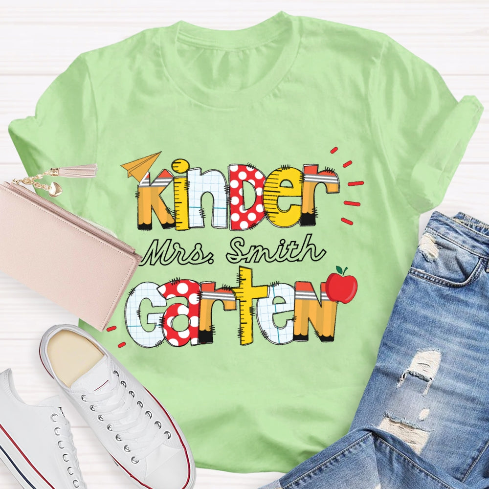 Personalized Name And Name Kindergarten Colorful Fonts T-shirt