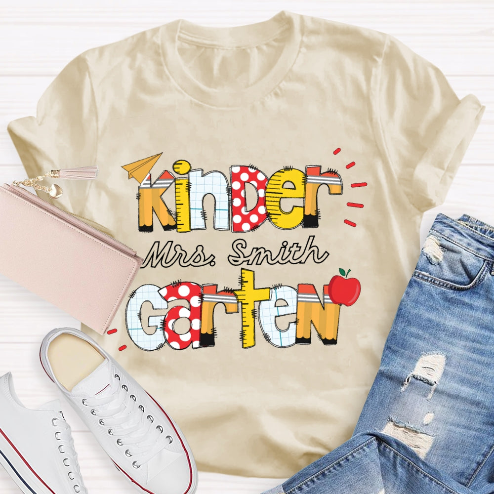 Personalized Name And Name Kindergarten Colorful Fonts T-shirt