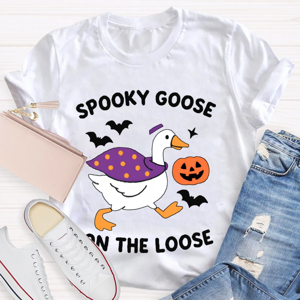Spooky Goose On The Loose Funny Halloween T-shirt
