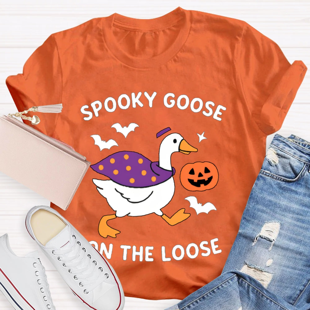 Spooky Goose On The Loose Funny Halloween T-shirt