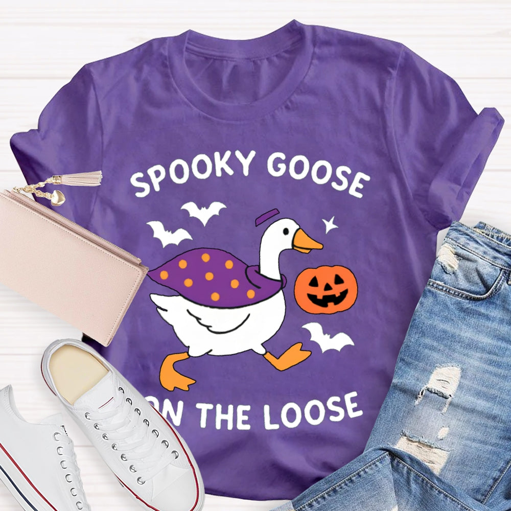 Spooky Goose On The Loose Funny Halloween T-shirt