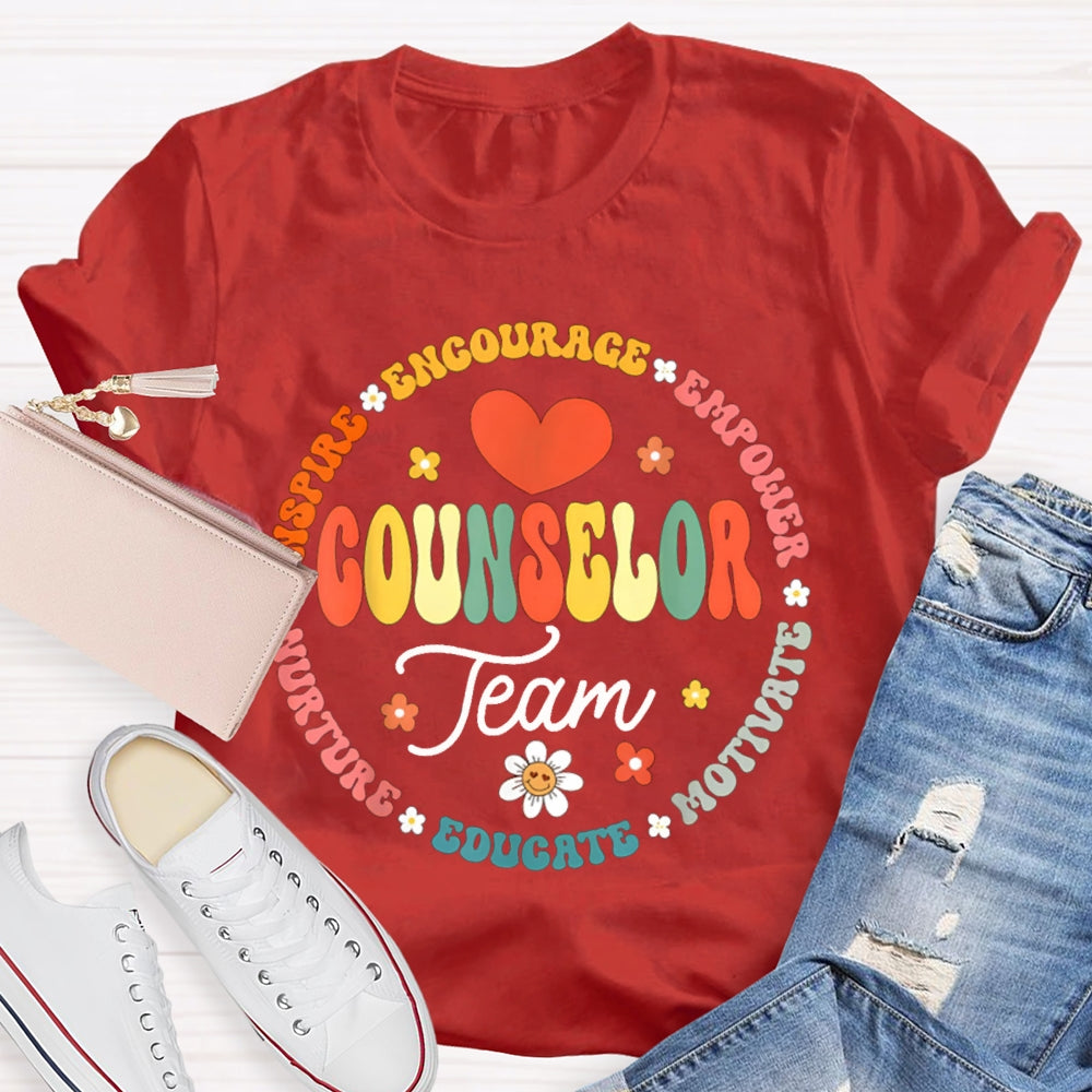 Counselor Team Encourage Empower Motivate Educate T-shirt