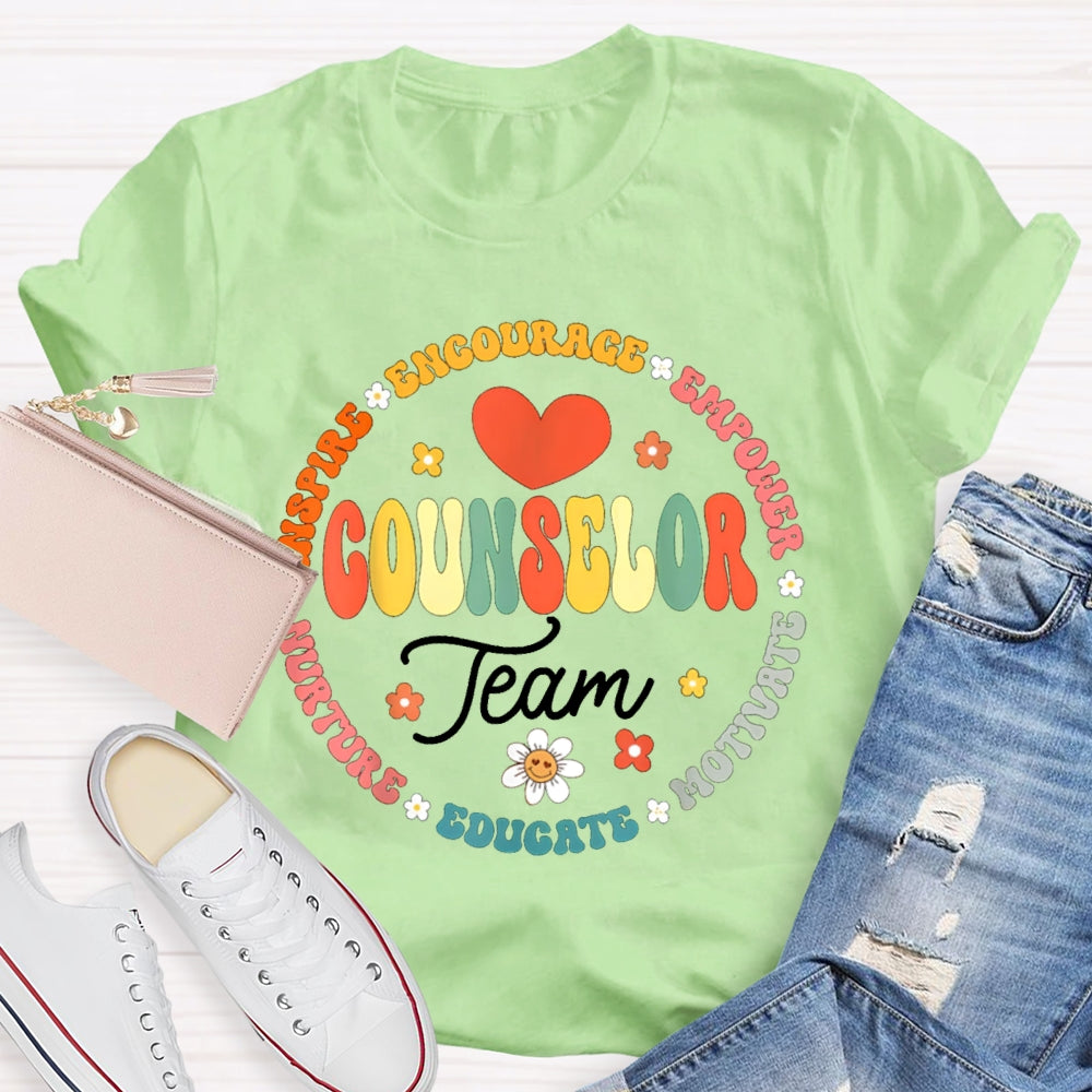Counselor Team Encourage Empower Motivate Educate T-shirt