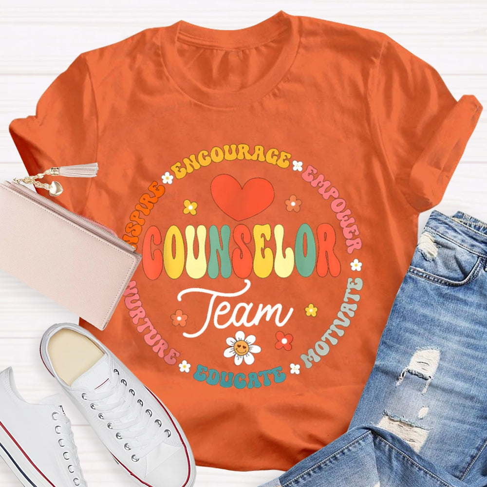 Counselor Team Encourage Empower Motivate Educate T-shirt