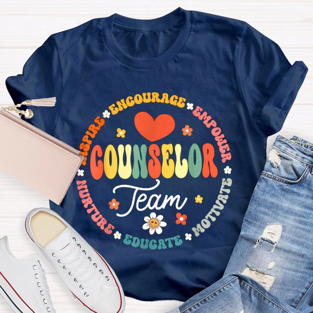 Counselor Team Encourage Empower Motivate Educate T-shirt