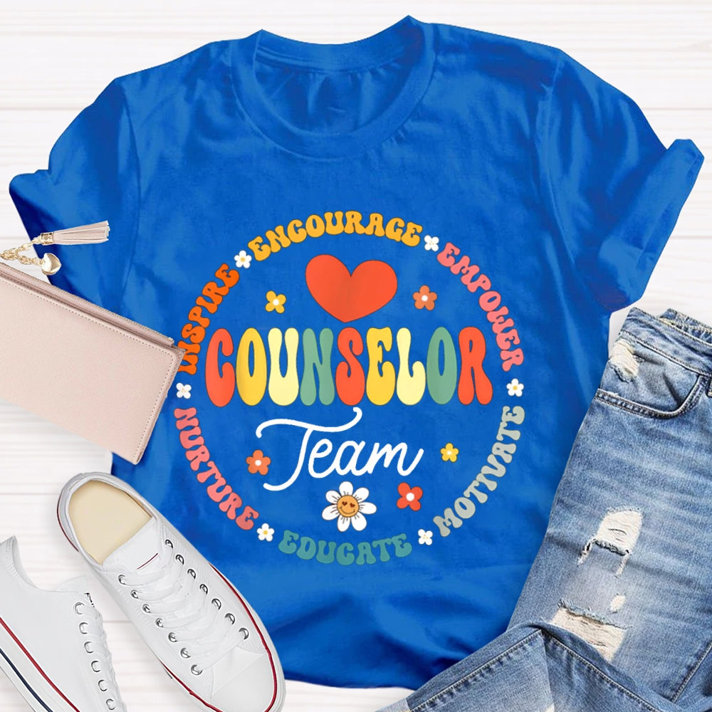 Counselor Team Encourage Empower Motivate Educate T-shirt