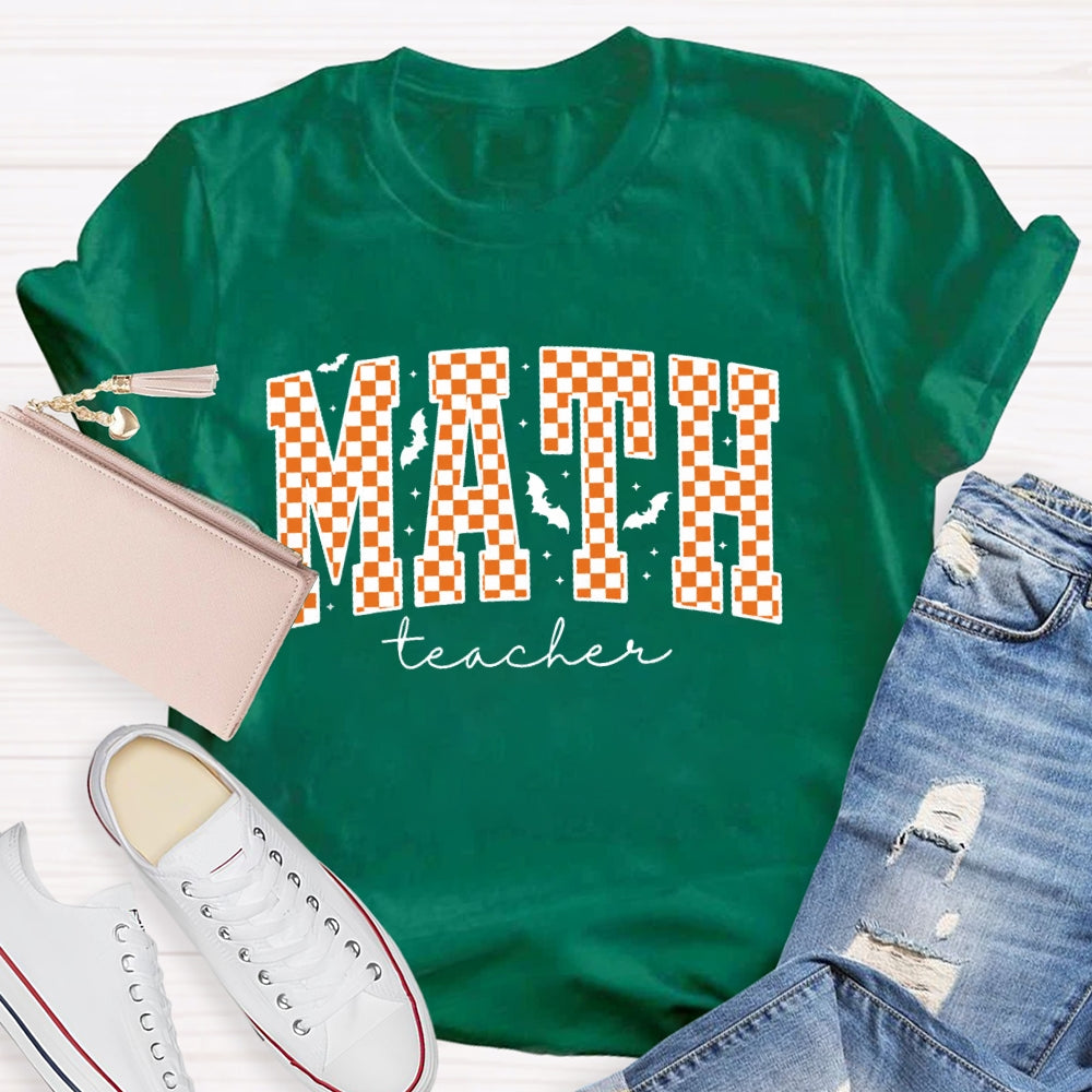 Math Teacher Halloween Funny Letters T-shirt