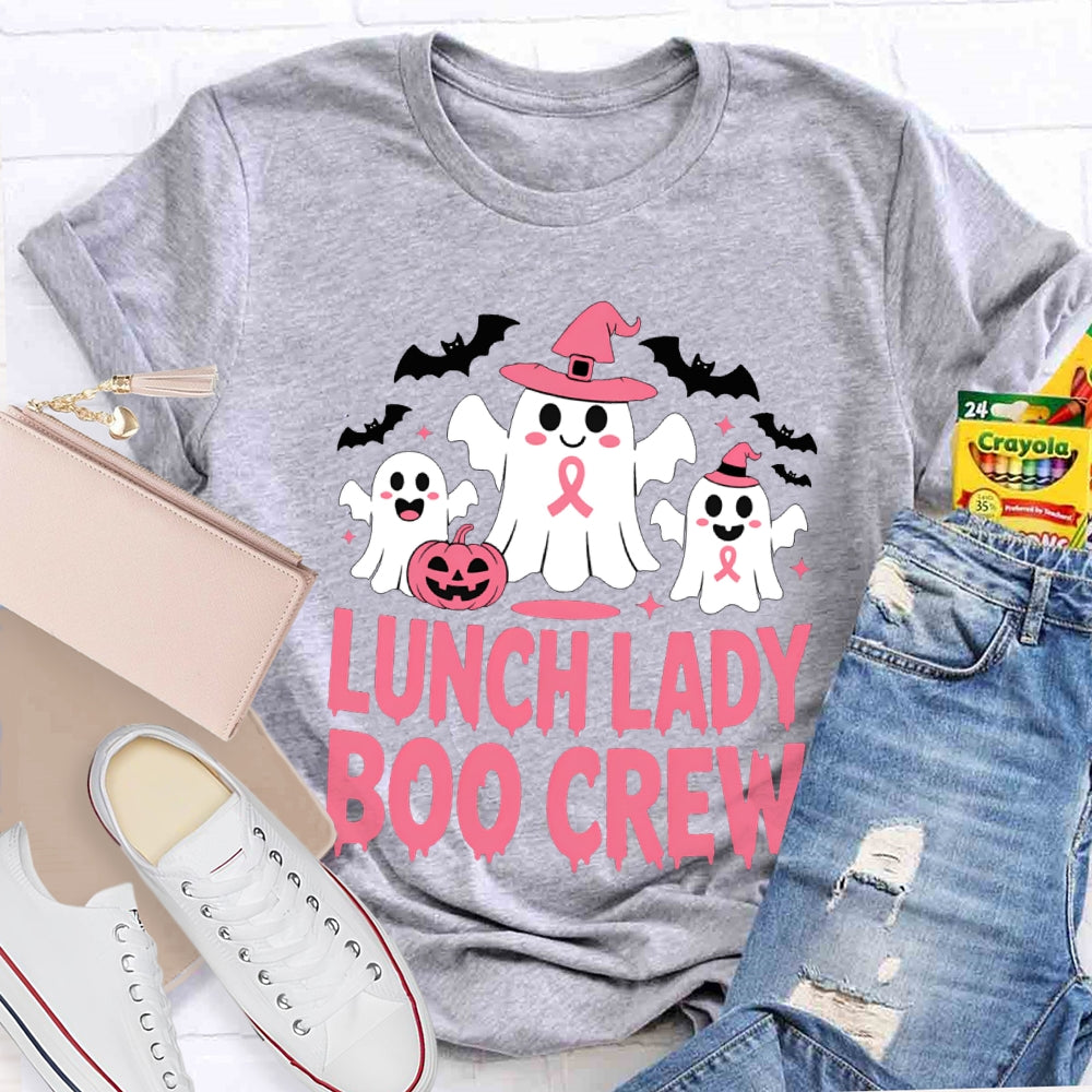 Lunch Lady Boo Crew Cute Ghosts And Bats Funny Halloween T-shirt