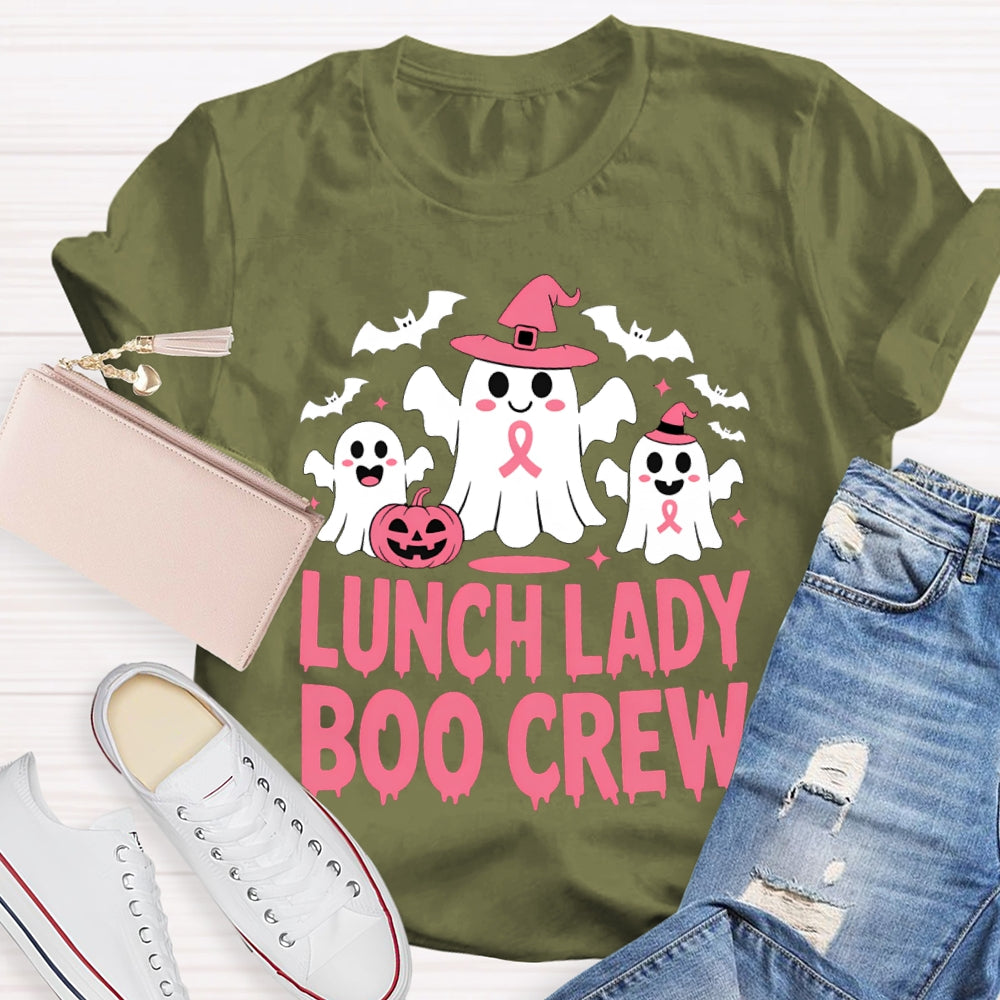 Lunch Lady Boo Crew Cute Ghosts And Bats Funny Halloween T-shirt
