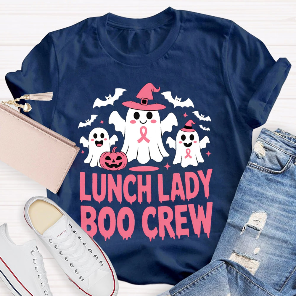 Lunch Lady Boo Crew Cute Ghosts And Bats Funny Halloween T-shirt