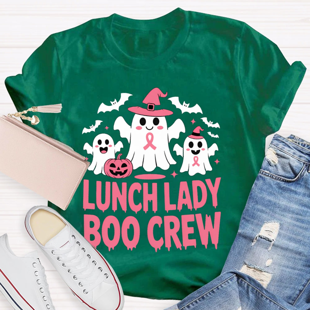 Lunch Lady Boo Crew Cute Ghosts And Bats Funny Halloween T-shirt