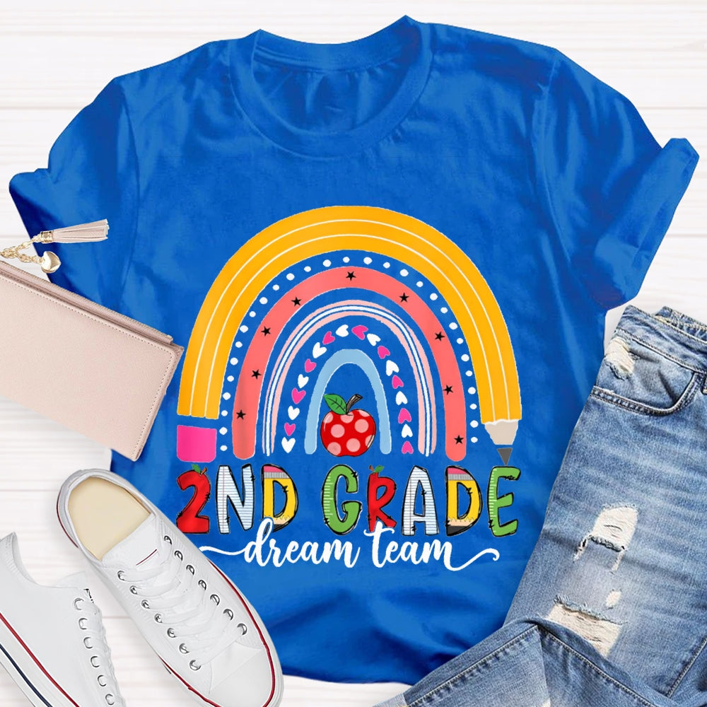 Personalized Grade Second Grade Dream Team Color Curves And Apples T-shirt