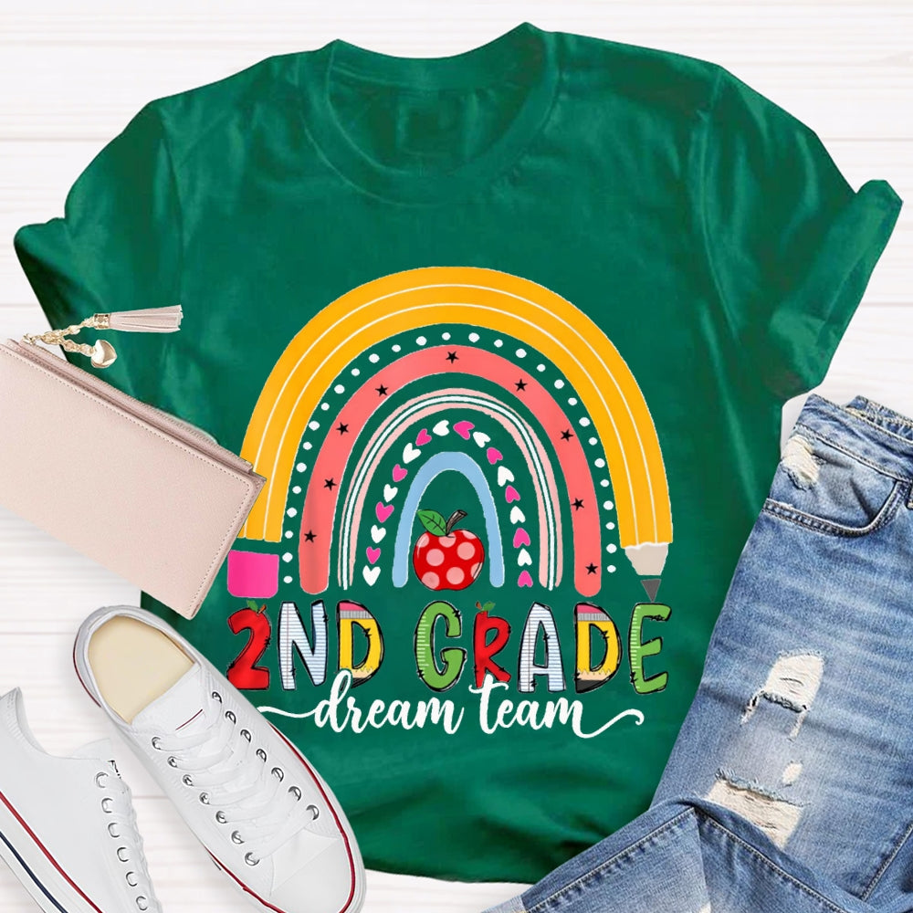 Personalized Grade Second Grade Dream Team Color Curves And Apples T-shirt