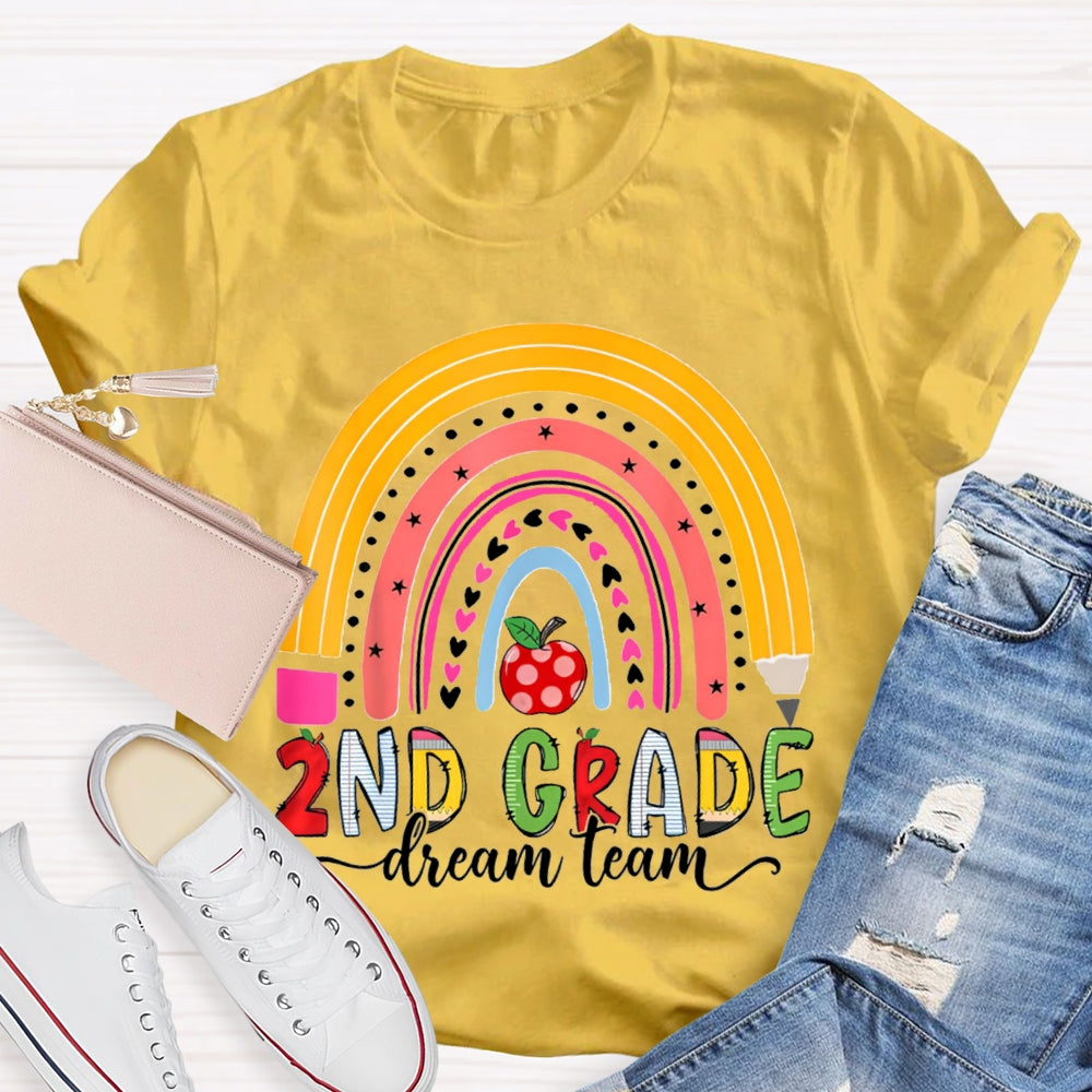 Personalized Grade Second Grade Dream Team Color Curves And Apples T-shirt