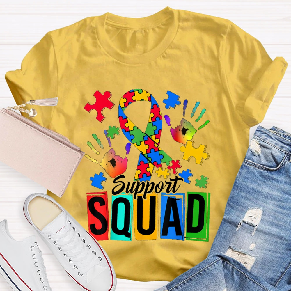 Support Squad Colorful Handprints And Ribbons T-shirt