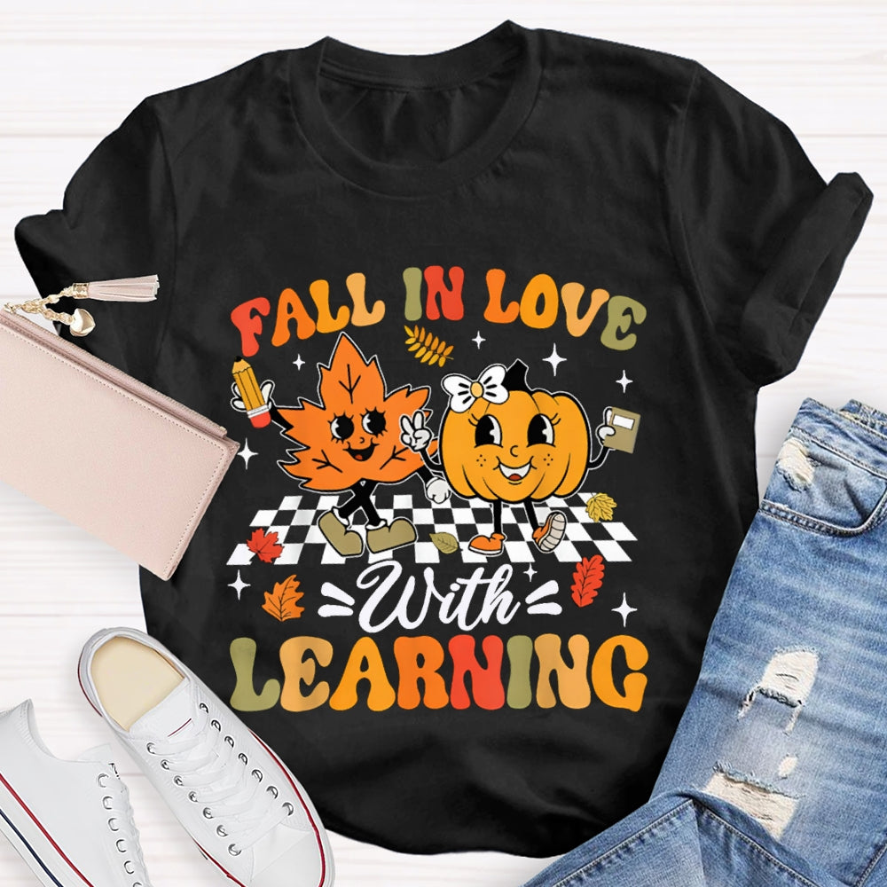 Fall In Love With Learning Maple Leaves And Pumpkins Halloween T-shirt