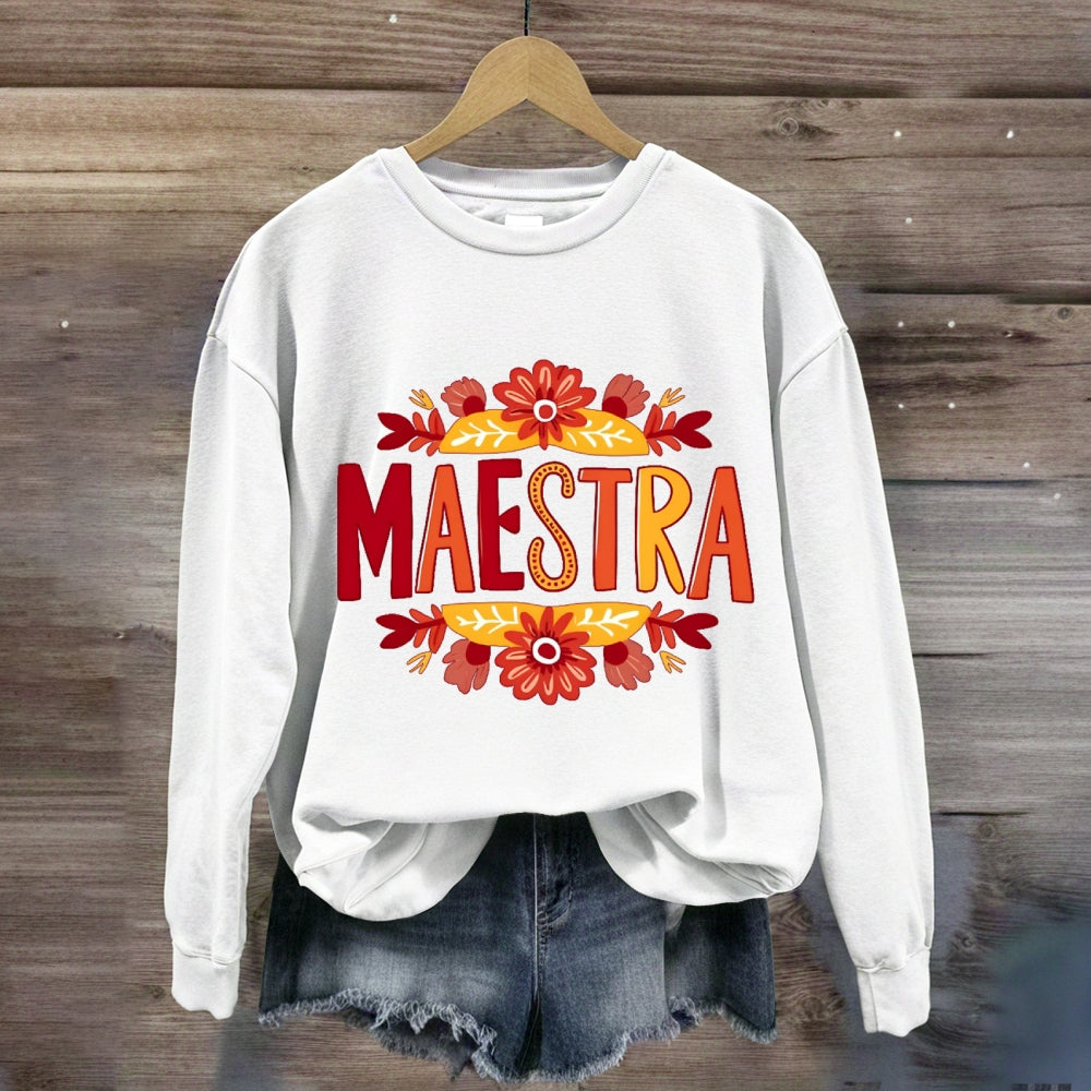 Vintage Floral Maestra Teacher Sweatshirt
